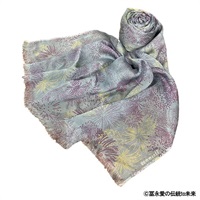 ［冨永愛の伝統to未来］冨永愛×江戸小紋 染職人・廣瀬雄一 コラボストールSilk stole "HANABI"Blue gray