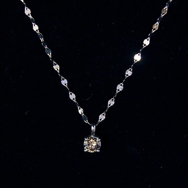 純プラチナ0.5ctダイヤペンダントペタルチェーンネックレス （造幣局検定マーク入）