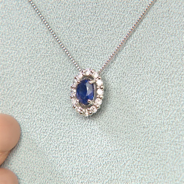 プラチナ ブルーサファイア ペンダント ネックレス 1.061ct シンプル